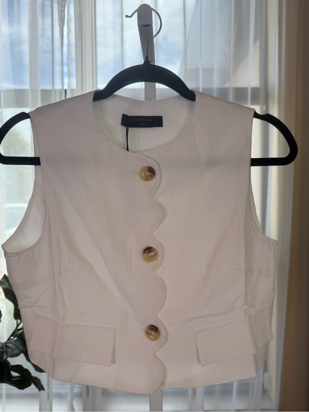 #306 Cotton Linen Scallop Trim Vest & Skirt Set - Picture 2 of 7